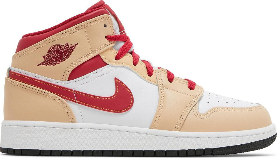 Air Jordan 1 Mid GS Light Curry Cardinal Red