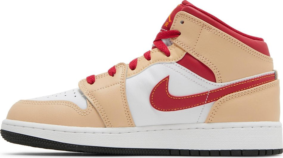 Air Jordan 1 Mid GS Light Curry Cardinal Red