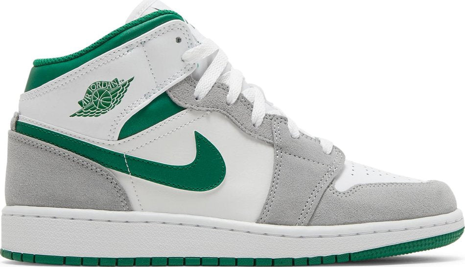 Air Jordan 1 Mid SE GS Grey Pine Green