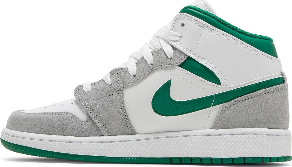 Air Jordan 1 Mid SE GS Grey Pine Green