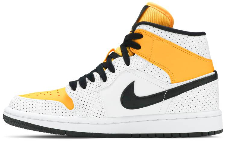 Wmns Air Jordan 1 Mid Perforated - White University Gold