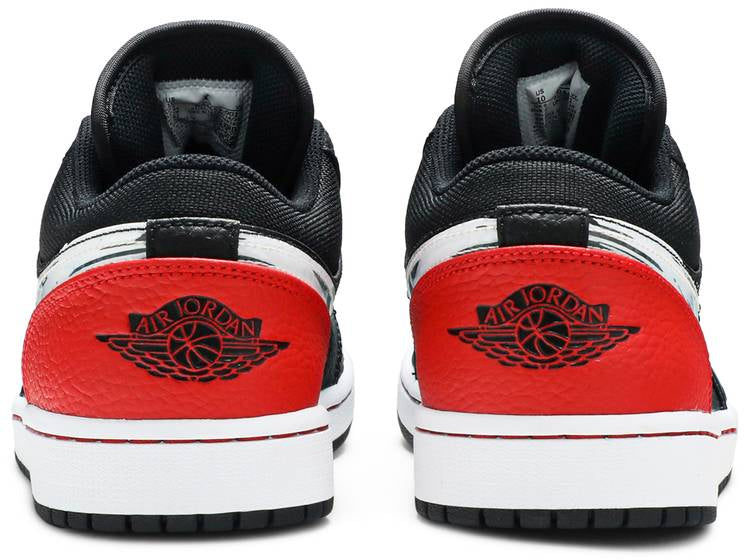 Air Jordan 1 Low Brushstroke Swoosh - Black Red